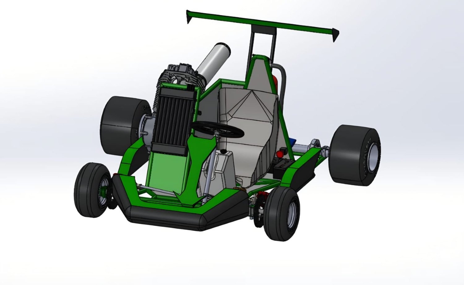 SolidWorks assembly model of the competition go-kart