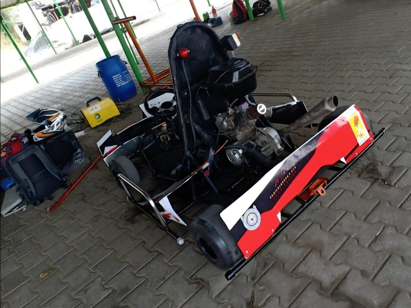 Completed competition go-kart in race livery