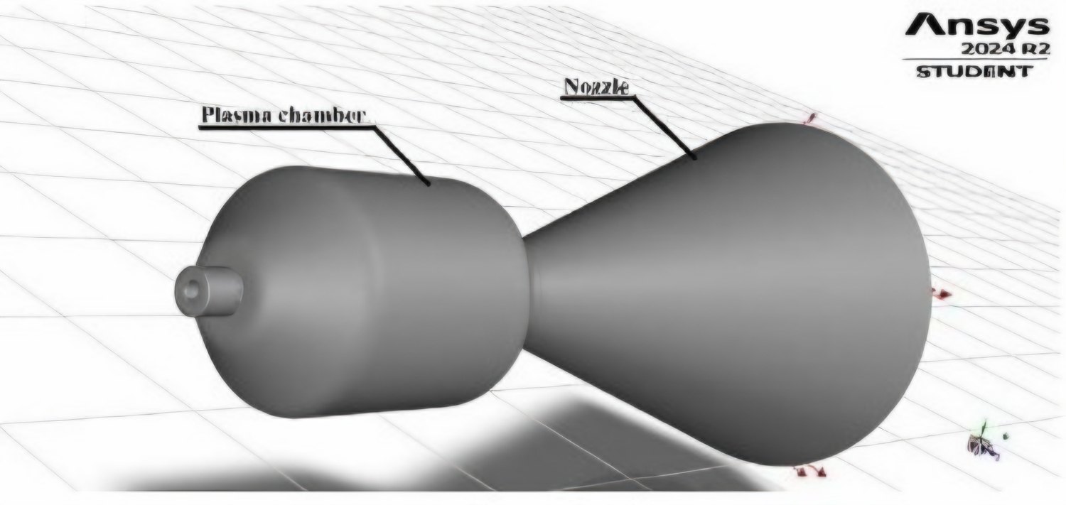 CAD model of the MPD thruster plasma chamber and nozzle